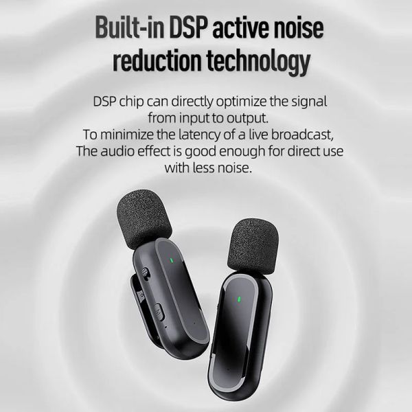 Orijinal K60/K61 Kablosuz Lavalier Mikrofon 2.4G Gürültü Azaltma Video Kayıt Mini Mikroid iPhone Android için Şarj Kutusu