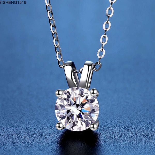 Halskette Designer Luxusschmuck V-förmiger d-farbiger Mosan-Diamant-Kaninchen-Silberanhänger für Damen, Hochzeit, Verlobungsgeschenk