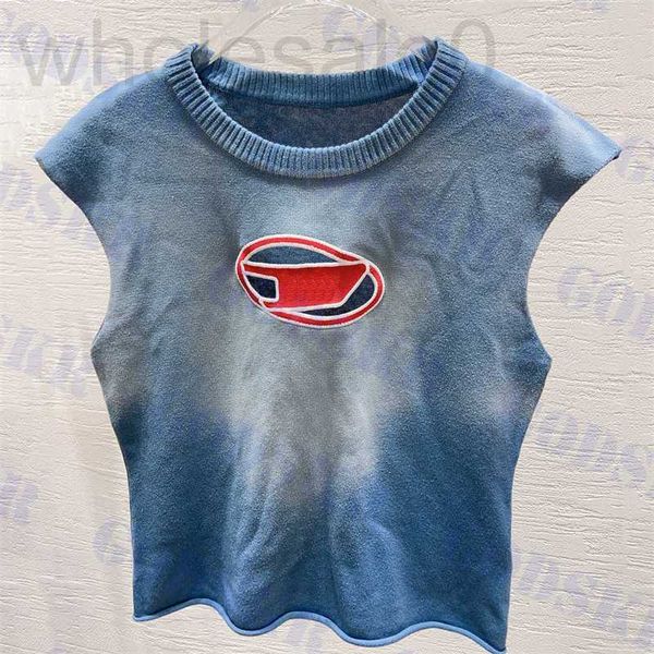 Camisoles Tanks designer T-shirt da donna designer top lavorato a maglia lettera top vuoti per le donne moda blu magliette abbigliamento 9Q32