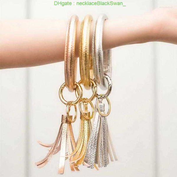 Schlüsselanhänger ZWPON PU-Leder O Kreis Quaste Armband Schlüsselbund Southern Fashion Frauen Schlüsselanhänger Ring Fob Halter Großhandel Enek22 Gun2