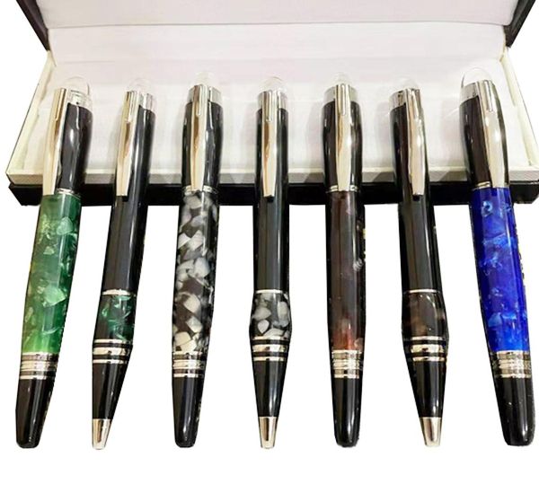 Crystal on Top Black and Silver Resin Ballpoint Roller Roller Pen Office M B Penne con serie Numero6254958