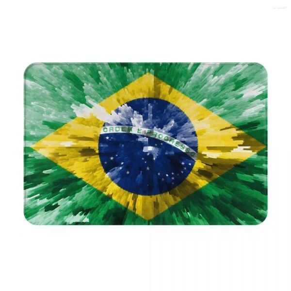 Ковры с национальным флагом, нескользящий ковер для ванной комнаты, экструдированный бразильский коврик для гостиной, коврик для входной двери, коврик для украшения пола, ковер