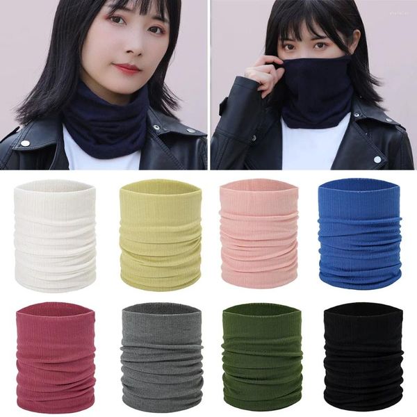 Lenços de malha colar anel cachecol sólido inverno mulheres pescoço capa quente unisex ao ar livre snood ajustável rosto envoltórios