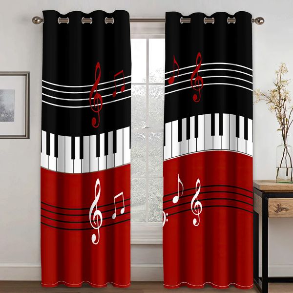 Tende Musicista Tasti di pianoforte Note romantiche Tende moderne per soggiorno Camera da letto Tende per finestre Tende da cucina