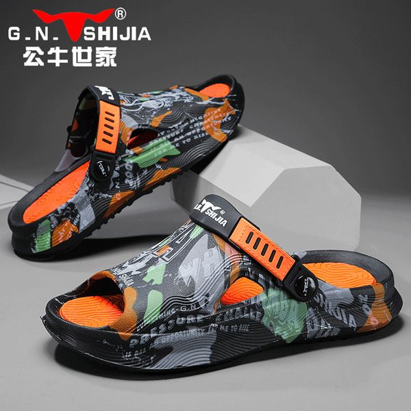 Erkekler dış giyim kokusu dirençli gündelik sandaletler için yaz moda terlikleri ayakkabı kutusu ile yeni spor plaj ayakkabıları tasarımcısı