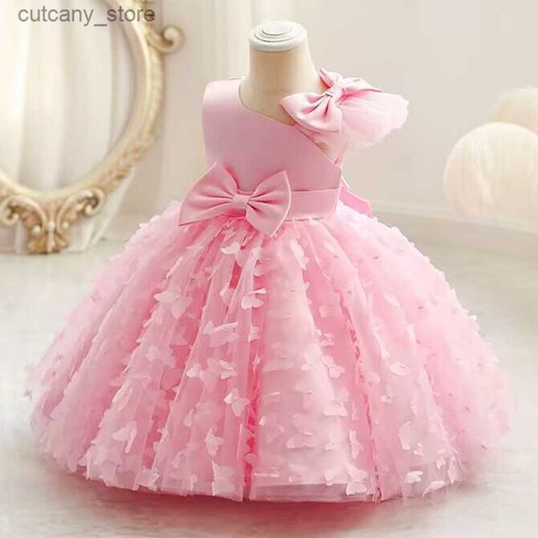 Mädchenkleider 0-6T Neues Babykleid Schmetterling Geburtstagsfeier Mädchen Prinzessin Kleid Pailletten Tüll Blumenkleid Mädchen Weihnachten Neujahr Abendkleid L24033