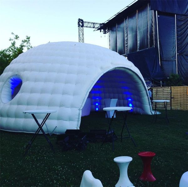 Atacado personalizado branco oxford barraca de cúpula inflável casamento discoteca gramado marquise ar iglu bar luna edifício balão de aluguel de festa com ventilador grátis por navio aéreo