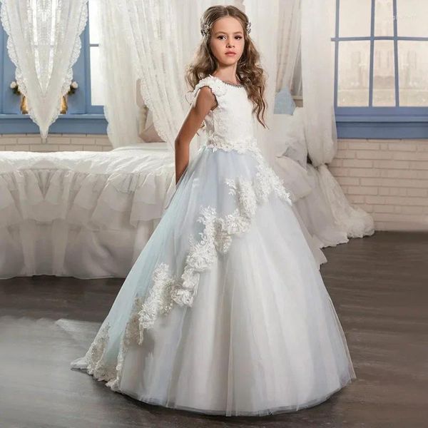 Mädchen Kleider Fee Diamant Einbettung Spitze Handgemachte Blume Hochzeit Kleid Kind Leistung Host Klavier Kinder Kleidung Mädchen