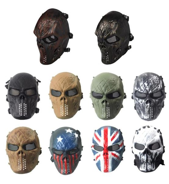 Máscara tática de airsoft cosplay, equipamento de máscara de caveira, equipamento de proteção esportiva para tiro ao ar livre, rosto inteiro, no031019833189