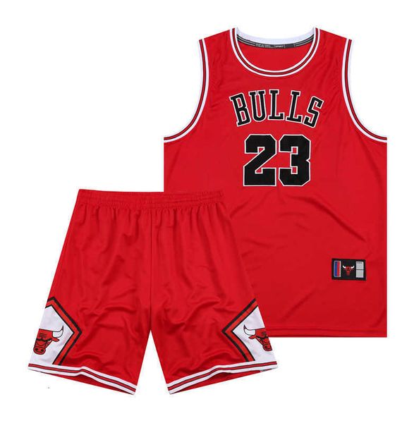 Bulls 23 # besticktes Trikot, rot, schwarz, weiß, Tanktop, atmungsaktiv, Basketballanzug, Sport, Herren