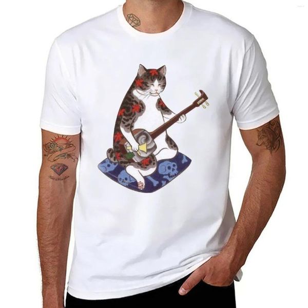 Regatas masculinas japão ukijoe arte banjo tatuagem camiseta roupas estéticas meninos camisa de impressão animal camisetas