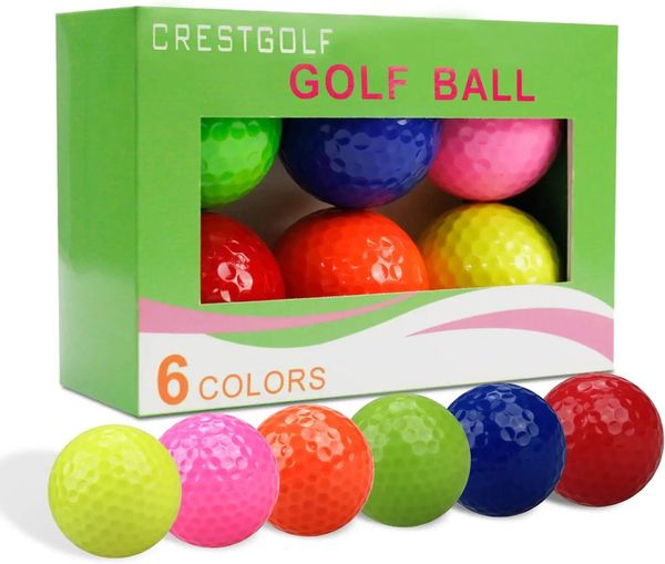 Crestgolf 6pcs/Pack красочные мини -шарики для гольфа с двумя частями для гольфа тренировочные шарики.