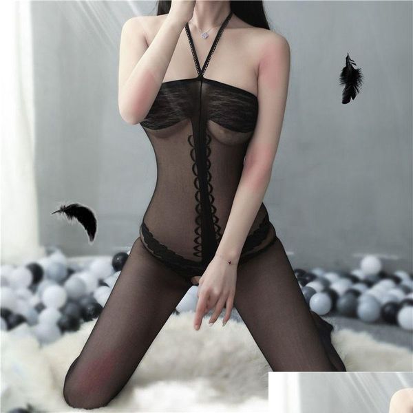 Set sexy Y Intimo Passione Tentazione Rete trasparente con calze autoreggenti intere al collo Set Consegna drop Abbigliamento Intimo Se Otuyp