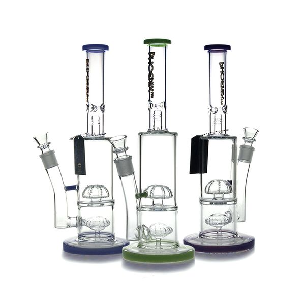 Phoenixstar 14 Zoll große Glas-Recycler-Wasserpfeife Rauchbong Wasserpfeife mit Eisfänger Perkolierte Wasserpfeifen Rauchwasserbongs