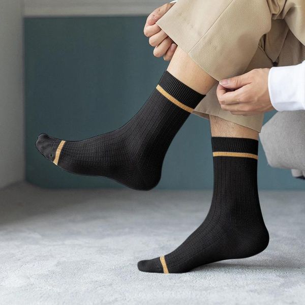 Мужские носки, 1 пара, мужские повседневные полосатые однотонные невидимые дышащие носки средней длины, чулки Calcetines Divertidos