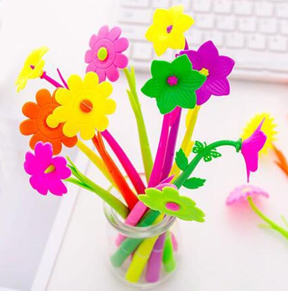 20pcslot karışık stiller çiçek bitki şekilli top nokta yaratıcı kırtasiye tükürme güzel stil jel yazma kalemi 2011111405202