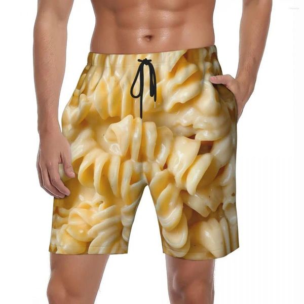 Shorts masculinos verão board homens clássico delicioso macarrão italiano surf 3d queijo praia havaí confortável nadar troncos tamanho grande