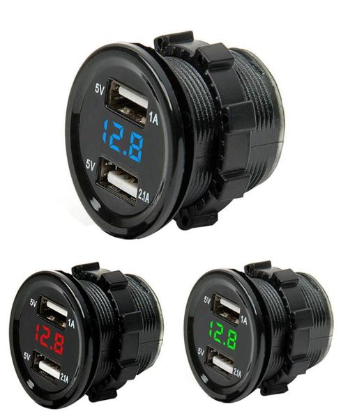 Dual USB Motorrad Zigarettenanzünder Auto Zigarettenanzünder Ladegerät Buchse ChargerLED Digital Voltmeter Meter Monitor 3 Farben1340263