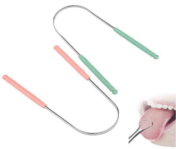 1 peça raspador de língua de aço inoxidável escova de limpeza oral escova de dentes higiene de alta qualidade 2206143179250