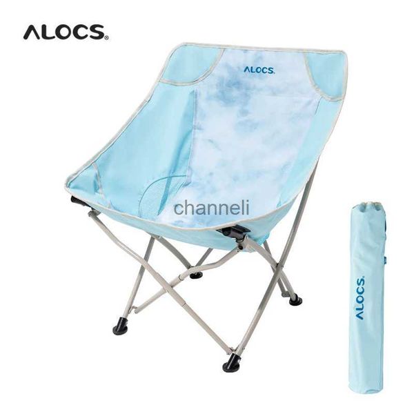 Móveis de acampamento ALOCS OF-16HM Ao ar livre portátil dobrável lua cadeira assento de pesca equipamento de acampamento para piquenique jardim churrasco praia férias mochila yq240315