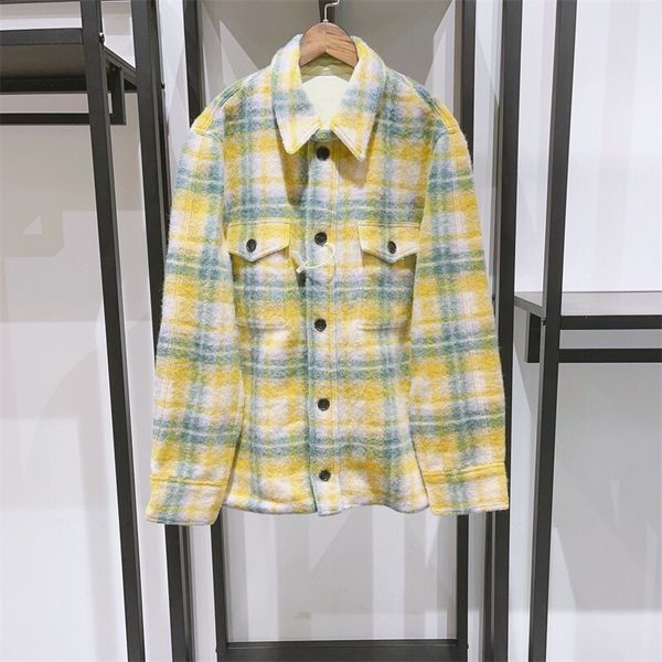 Nuova Isabel Marants Donna Misto Lana Nuovo Designer Giacca di Tendenza Moda Stampa Vintage Plaid a Contrasto Capispalla Allentato Medio Lungo Casual Versatile Cappotto di Lana Top