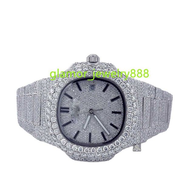 2024 modelo de relógio de diamante para homens e mulheres VVS Moissanite diamante Hip Hop Relógio de diamante com design exclusivo com melhor preço