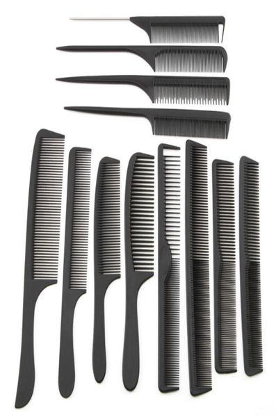 Pente de corte de cabelo preto com 12 estilos inteiros, pente de cabelo de carbono, design diferente, salão de beleza, barbeiro, ferramentas de estilo 6503267