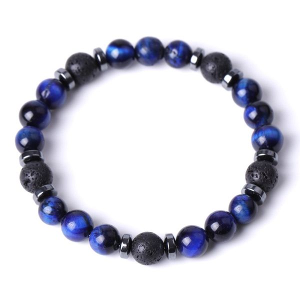 Buntes Tigerauge-Stein-Armband, Parfüm-Lava-Naturstein-Perlen-elastische Armbänder für Männer und Frauen
