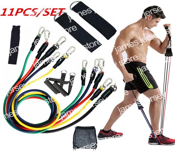 Novos 11 unidades / conjunto Faixas de resistência para exercícios Tubos de látex Pedal Excerciser Body Home Gym Fitness Training Workout Yoga Elastic Pu Rope Equipment9677957