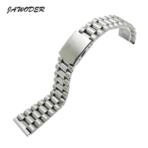 Jawoder pulseira de relógio 16 18 20 22mm puro sólido aço inoxidável polimento escovado pulseira de relógio implantação fivela pulseiras261r