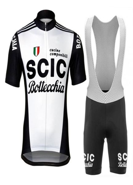 Clássico preto branco verão men039s manga curta retro conjunto camisa de ciclismo estrada bicicleta mtb bib gel wear roupas respiráveis raci2643275