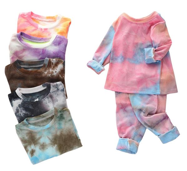 Herbst Kleinkind Mädchen Tie Dye Boutique Outfit Kleidung Weihnachten Kind Casual T Shirt TopTrouser 2PC Trainingsanzug Kinder Set Bekleidung4653555