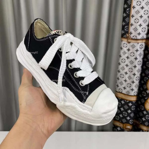 MMY Maison Mihara Yasuhiro Schuhe Hank Low Top Flats Sneakers Unisex Canvas Trainer Schnürung Trim Shaped Toe Damen Luxus Designer Schuh Gummikappe Fabrikschuhe 97