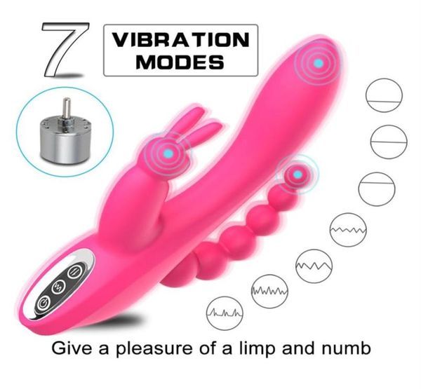 Coniglio G Spot stimolatore del clitoride pene anale vibratore del dildo doppia penetrazione per donne coppie adulte287P4099397