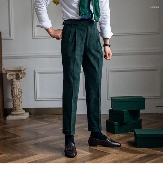 Abiti da uomo Autunno Inverno Velluto a coste da uomo Pantalone Vestito casual Hombre Pantaloni design a vita alta britannico Pantaloni da solo ufficio-pantaloni