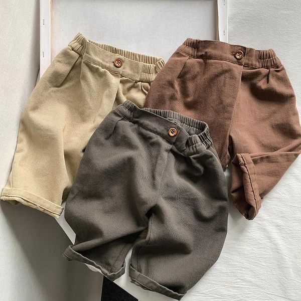 Pantaloni coreani autunno e inverno abbigliamento per bambini 2024 pantaloni casual larghi tinta unita per ragazze bambino