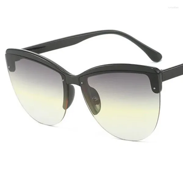 Occhiali da sole Occhiali da sole semi-senza montatura unisex Occhiali da sole sfumati ombrosi Anti-UV Occhiali da vista Cat Eye Personalità Ornamentale