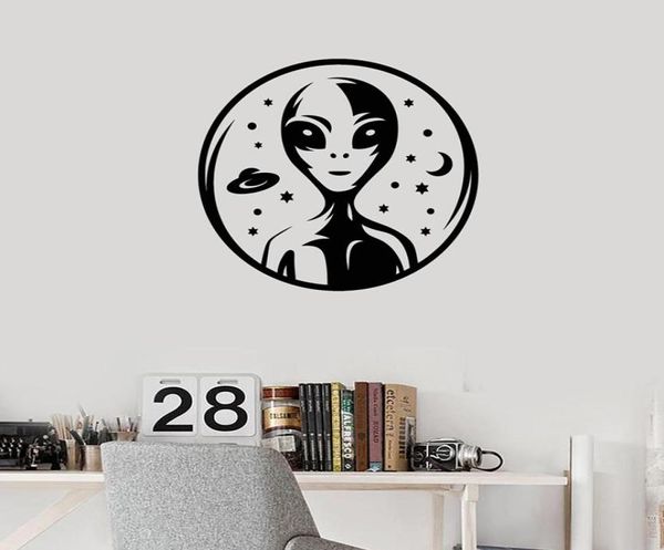 Alienígena área 51 estrelas planetas universo galáxia decalque de parede decoração de casa arte mural adesivos de parede gift5569465