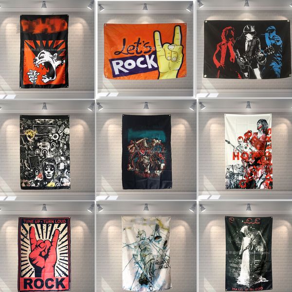 Rockmusik-Kunstposter, Wandteppich, Hintergrunddekoration, Wandbehang-Flagge – Bringen Sie Ihr Wohnheimzimmer zum Rocken mit dieser Punk-Musikkunst-Wanddekoration und dem hängenden Banner a1