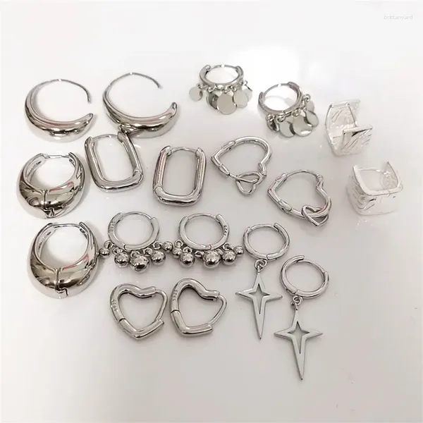 Серьги-кольца 925 посеребренные серьги с крестом в виде сердца для женщин и девочек, вечерние, свадебные, ювелирные изделия в стиле панк, подарок A001
