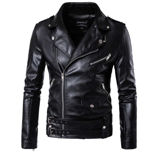 Giacca in pelle da uomo in ecopelle moda punk in pelle per uomo Giacca in pelle da motociclista in pelle Carrie slim-fit in pelle Harley D101 T240315