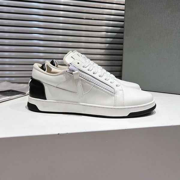 Primavera ed estate uomo sneakers basse con lacci scarpe sportive con cerniera piccole scarpe bianche scarpe da skateboard per il tempo libero all'aperto scarpe in pelle di marca alla moda di alta strada 39-47 + scatola