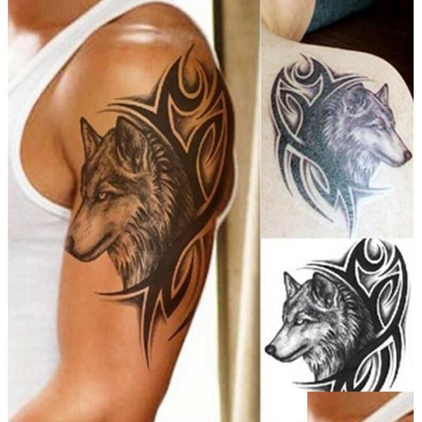 Temporäre Tattoos 10 Stücke Wassertransfer Fake Tattoo Wasserdicht Aufkleber Männer Frauen Wolf Flash 1219 cm 6161916 Drop Lieferung Gesundheit Schönheit Dhctc