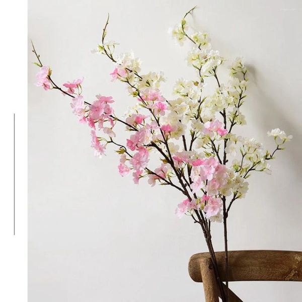 Dekorative Blumen, 109 cm, künstliche Kirschblüten, 4 Gabeln, mehrfarbig, flexible Blumendekoration für Zuhause