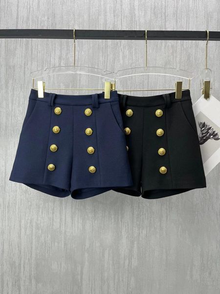 Pantaloncini da donna Arrivo 2024 Abiti primaverili Moda Donna nera Sexy da donna in misto lana blu scuro con bottoni