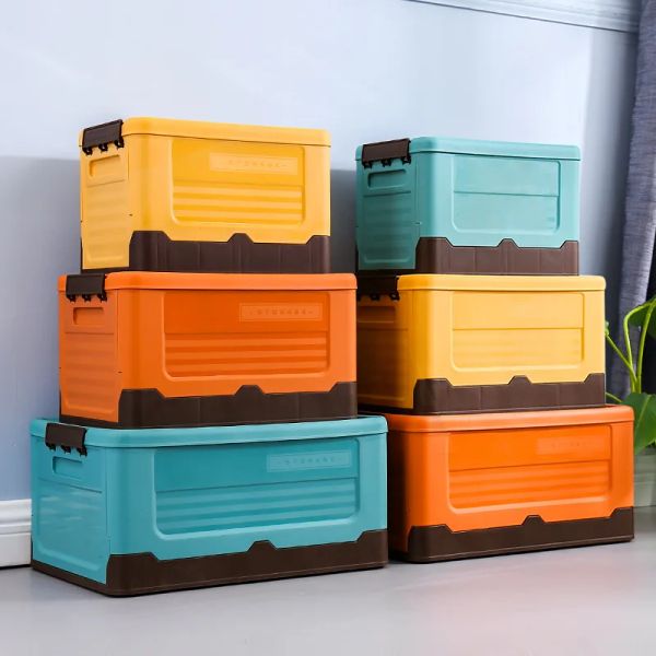 Бинки автомобиль пластиковая коробка для хранения для домашнего путешествия, шкаф -шкаф -шкаф складные игрушки для хранения книг