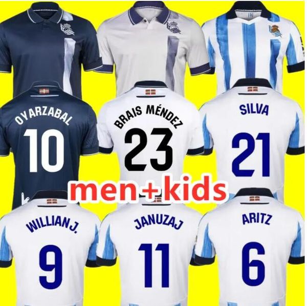 Real Sociedad camisas de futebol 2023 2024 OYARZABAL TAKE Real Sociedad camisa de futebol kit infantil MERINO ZUBIMENDI ANDRE SILVA BRAIS MENDEZ ZUBELDIA jersey