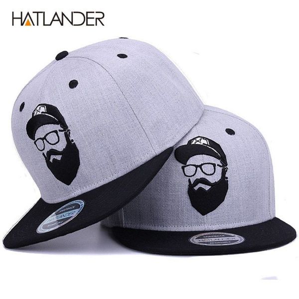 Hatlanderoriginal cinza legal hip hop boné masculino feminino chapéus vintage bordado personagem bonés de beisebol gorras planas osso snapback 21268w