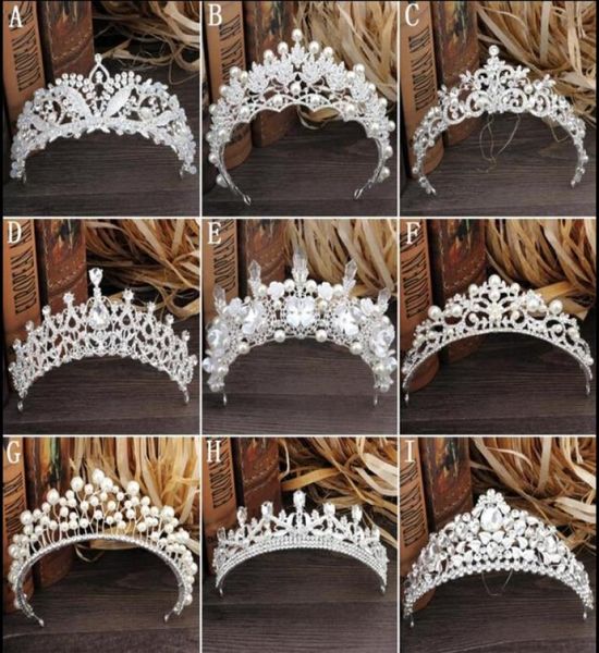 Wunderschöne funkelnde silberne große Hochzeit-Diademe mit Diamanten, Festzug, Haarband, Kristall-Brautkronen für Bräute, Haarschmuck, Kopfschmuck3698760