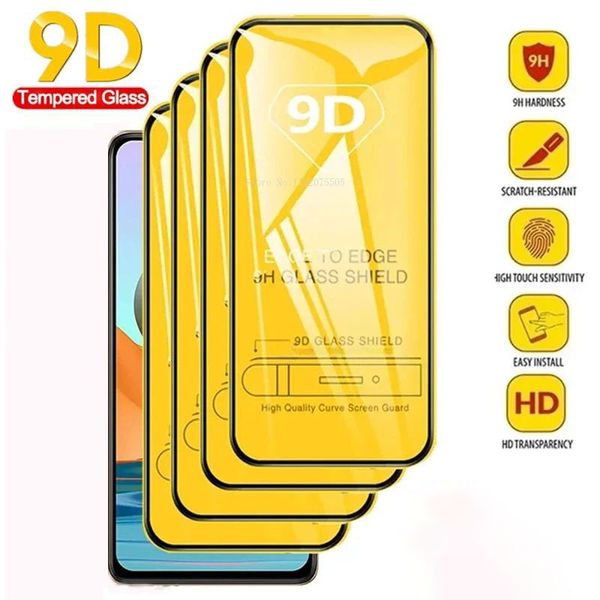 Upgrade 9D gehärteter Glasfilm für Samsung Galaxy S21 FE S22 S23 Plus S20 S10E S10 Lite M21 M31 M32 M51 M52 Vollbild-Displayschutz + Einzelhandelsverpackung